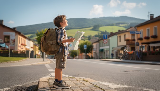 Free Boy holding map Image - Boy, Map, Forest | Download at StockCake