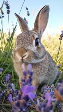 Free Bunny Amid Lavender Image - Bunny, Lavender, Nature
