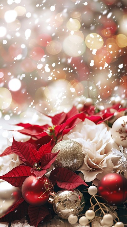 Festive Photo Small Free Festive Holiday Display Image - Christmas, Poinsettia, Baubles ...