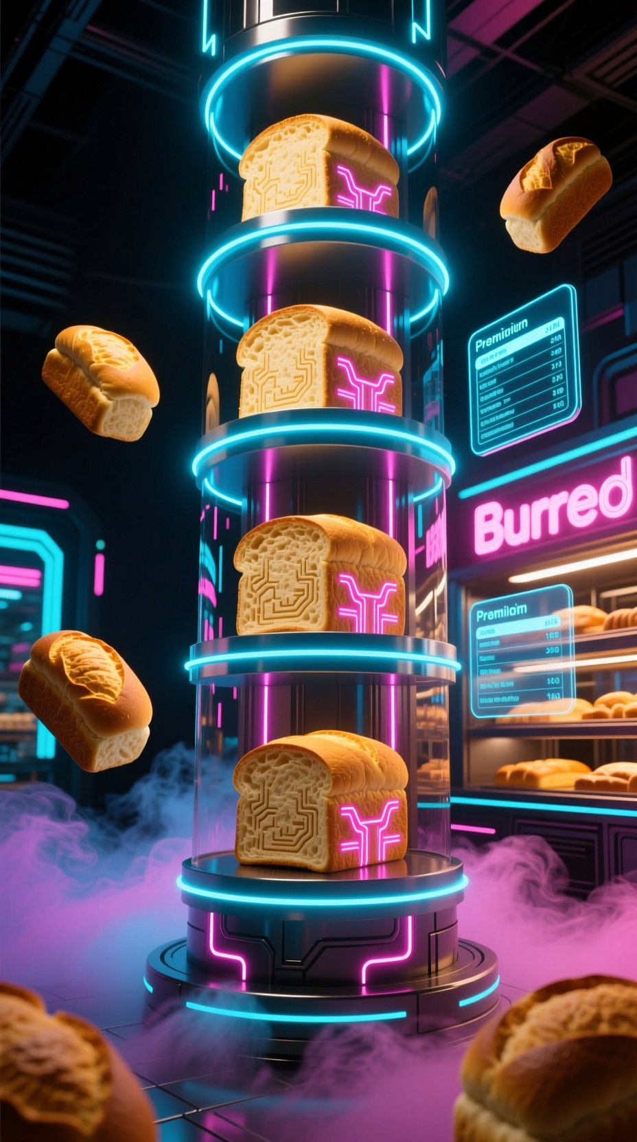 Free Futuristic Bread Tower Image - Cyberpunk, Bakery, Futuristic ...