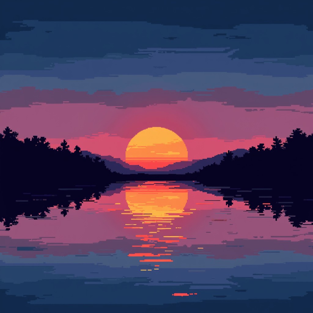 pixelated-sunset-reflection-