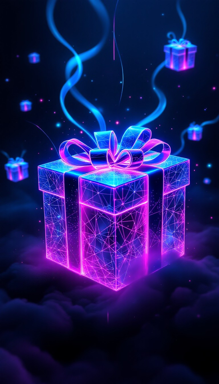 Free Neon Gift Magic Image - Cyberpunk, Holographic, Neon | Download at ...