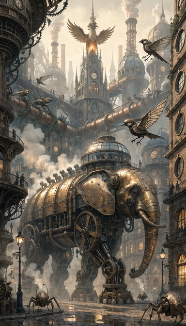 Free Mechanical Elephant Art Image - Steampunk, Elephant, Mechanical ...