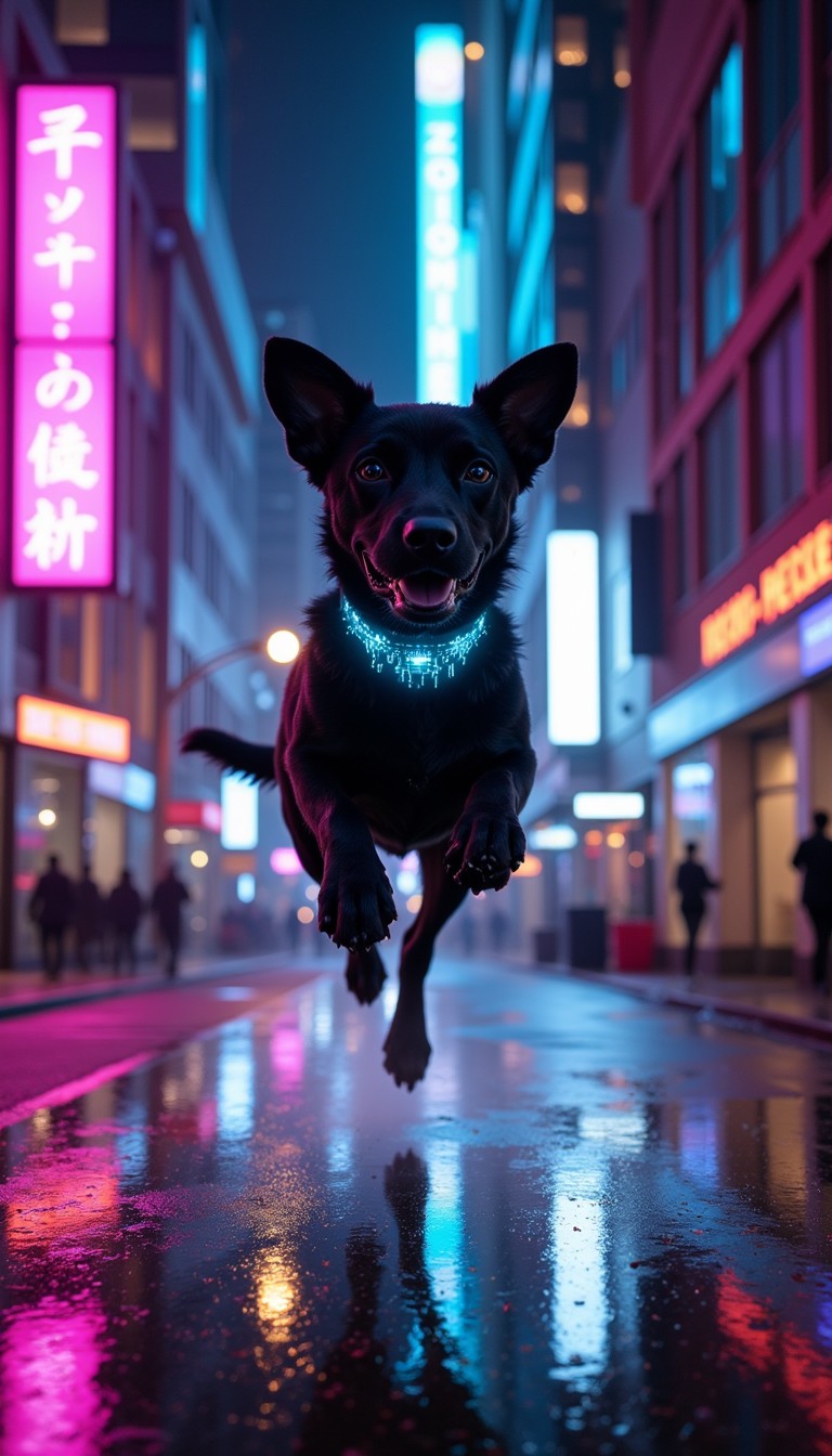 Neon Ride Dog Free Neon Dog Leap Image - Cyberpunk, Neon, Dog | Download at StockCake