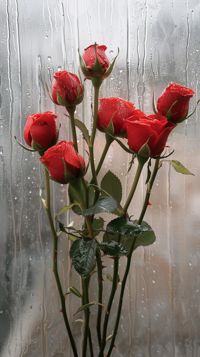 Free Rainy Rose Reflection Image - Roses, Raindrops, Window | Download ...