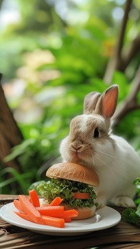 Free Bunny With Burger Image - Bunny, Burger, Whimsical | Download at ...