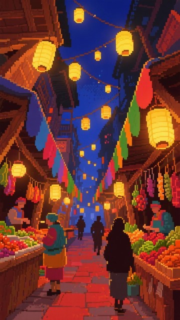 Free Pixelated Night Market Image - Pixelart, Market, Night | Download ...