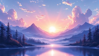 Free Misty Mountain Dawn Image - Sunrise, Mountains, Lake | Download at ...