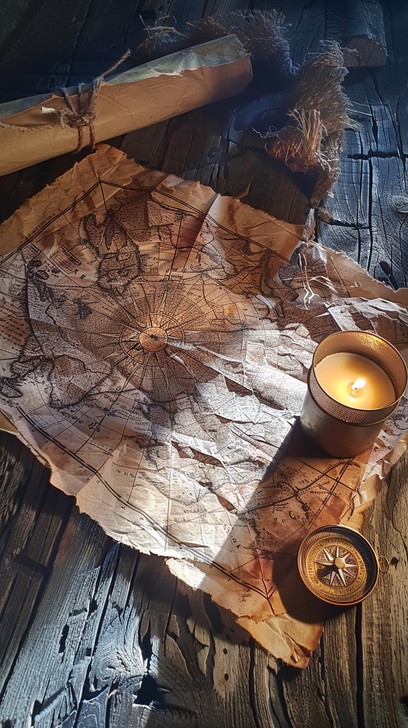 Free Antique Map Display Image - Map, Candle, Compass | Download at ...