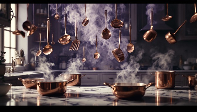 Floating Houseware Free Floating Copper Utensils Image - Utensils, Copper, Kitchen ...