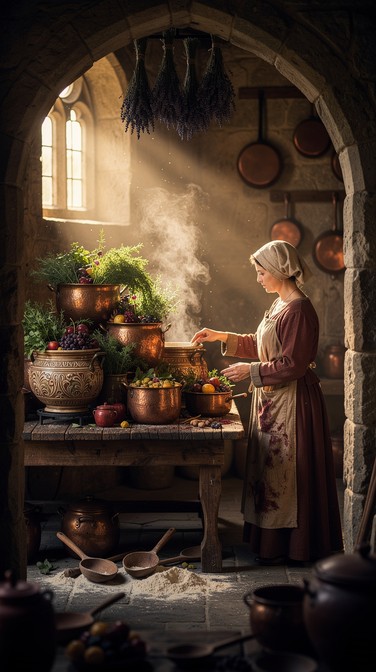 Free Medieval Kitchen Scene Image - Medieval, Kitchen, Cooking ...