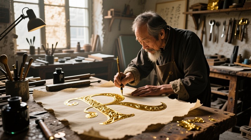 Free Gold Leaf Artistry Image - Calligraphy, Artisan, Craftsman ...