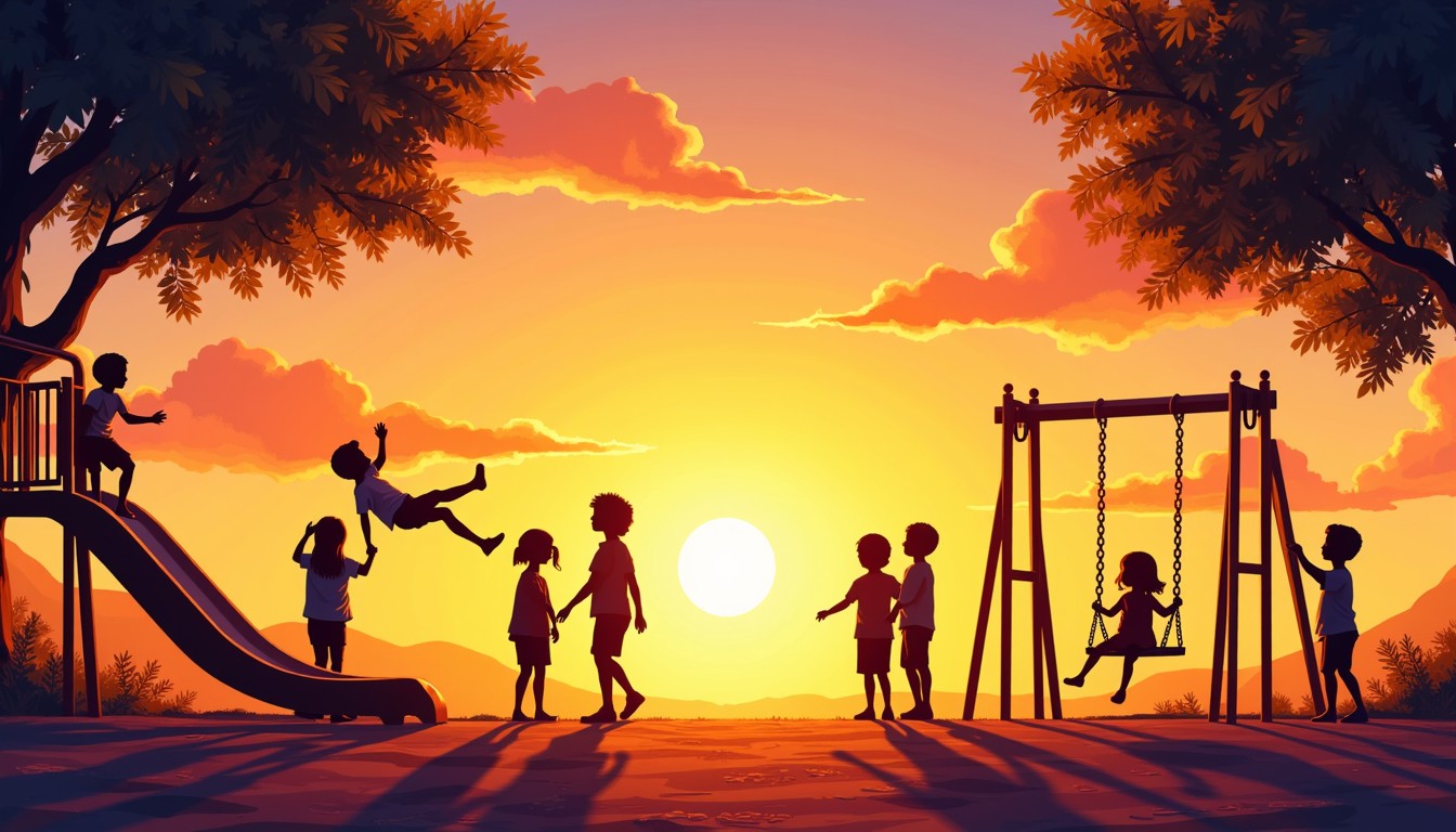 Free Sunset Playground Pixels Image - Playground, Swings, Sunset