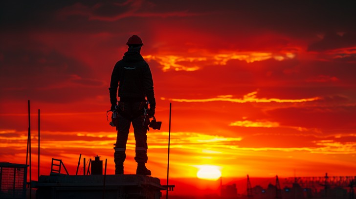 Building Completed Sunset Free Sunset Construction Work Image - Sunset, Construction, Worker ...
