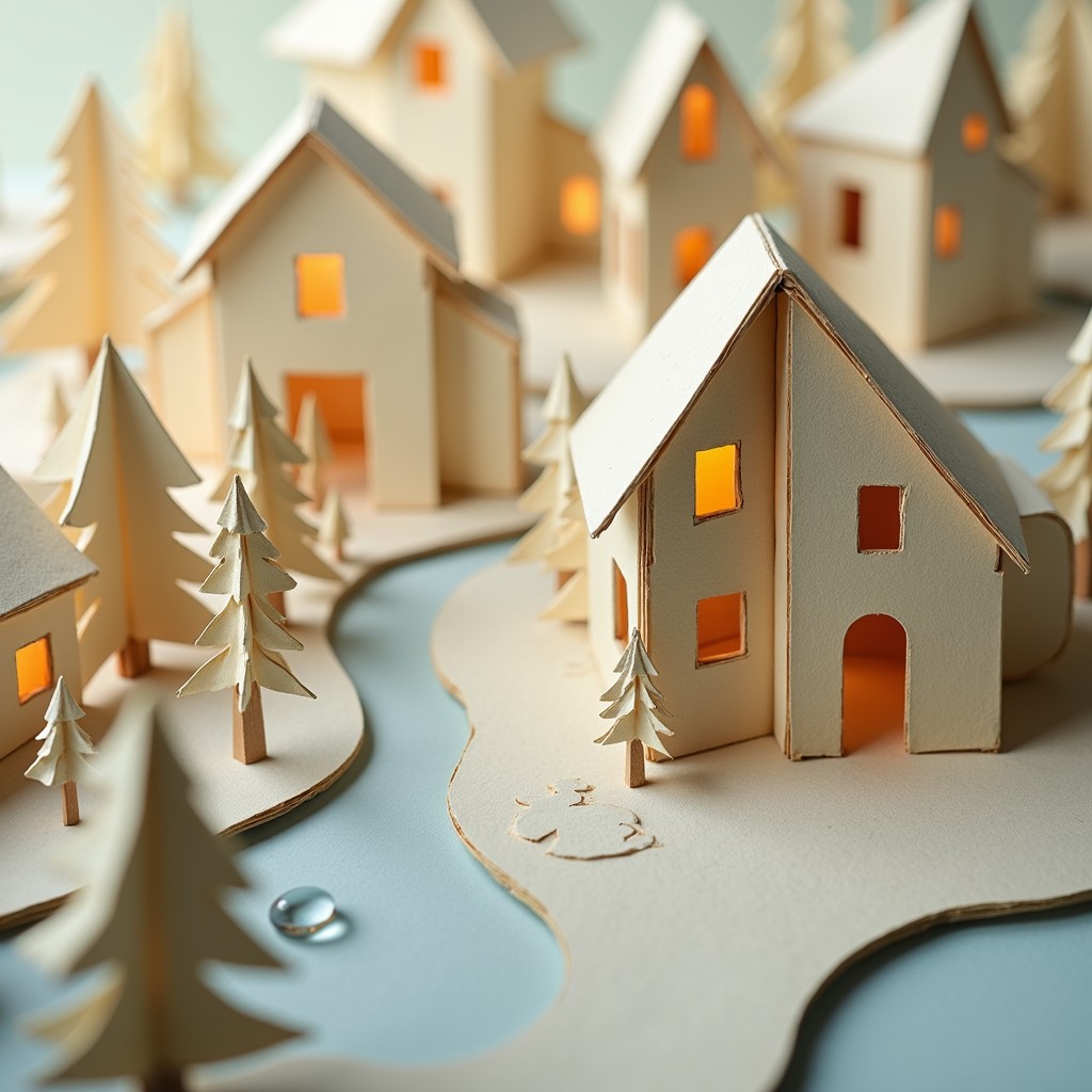 Papercraft Rural Area Making Diy Free Paper Village Wonderland Image - Papercraft, Miniature, Village ...
