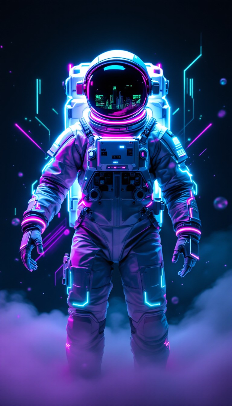 Space Explorer Color Free Neon Space Explorer Image - Astronaut, Cyberpunk, Neon | Download ...