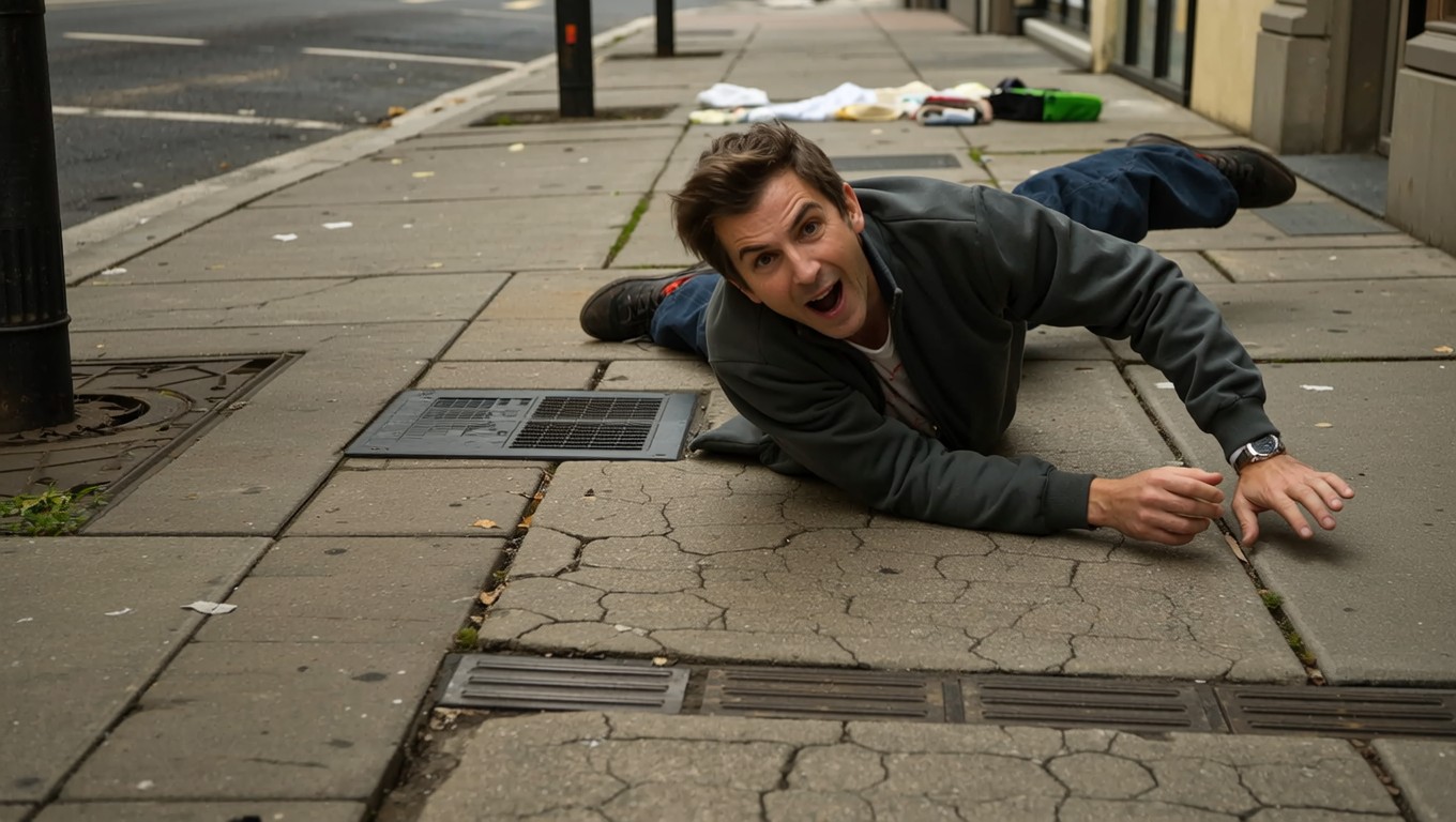 Stumblingly Free Sidewalk Trip Moment Image - Stumbling, Tripping, Falling ...