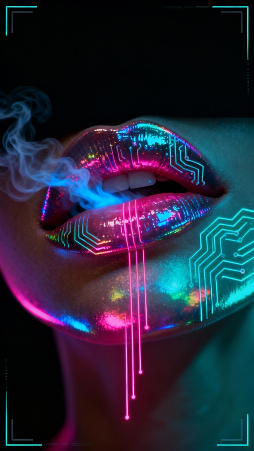 Free Neon Techno Lips Image - Lips, Holographic, Cyberpunk | Download ...