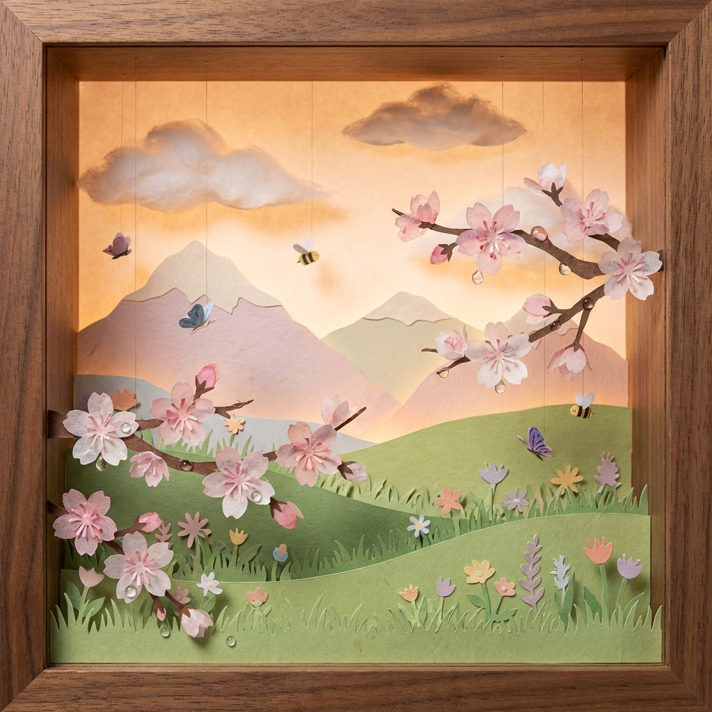 Free Springtime Paper Diorama Image - Diorama, Papercraft, Spring ...