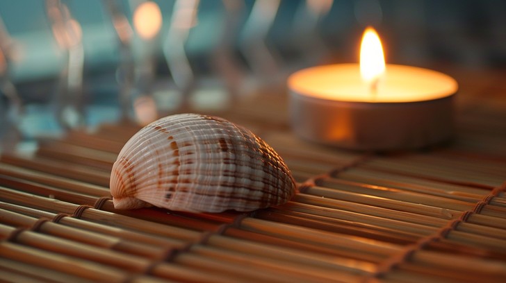 Free Serene Shell Scene Image - Seashell, Candle, Tranquility ...