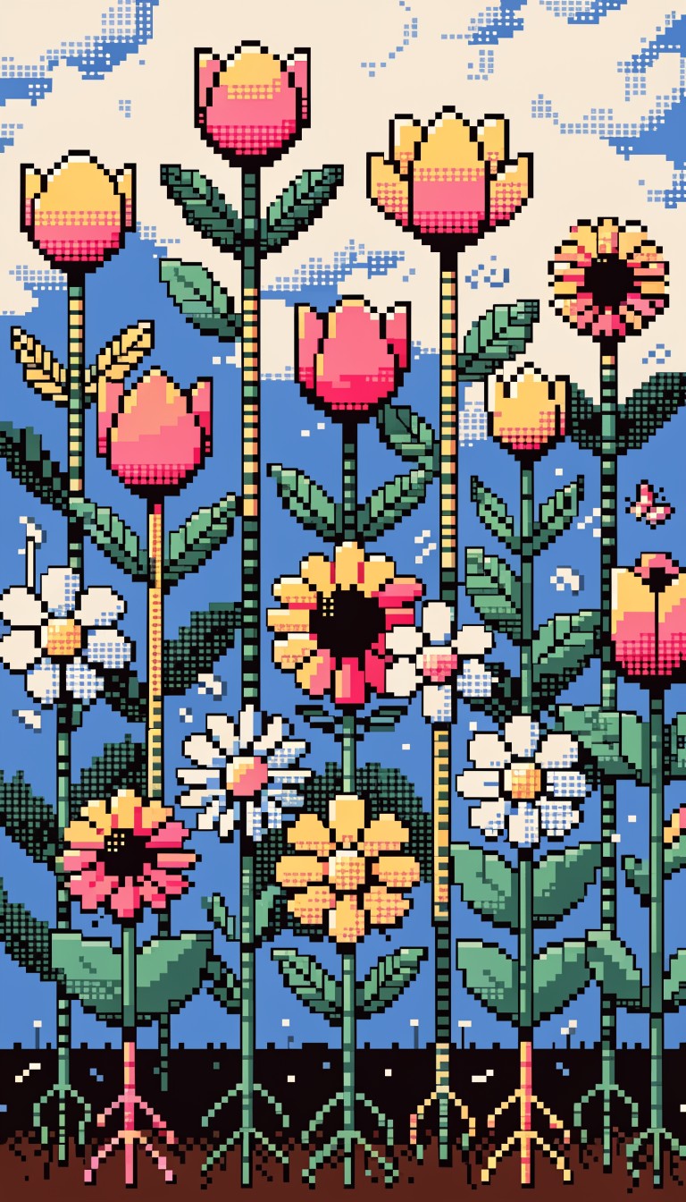 Free Pixel Garden Blooms Image - Pixel, 8-bit, Flowers | Download at ...