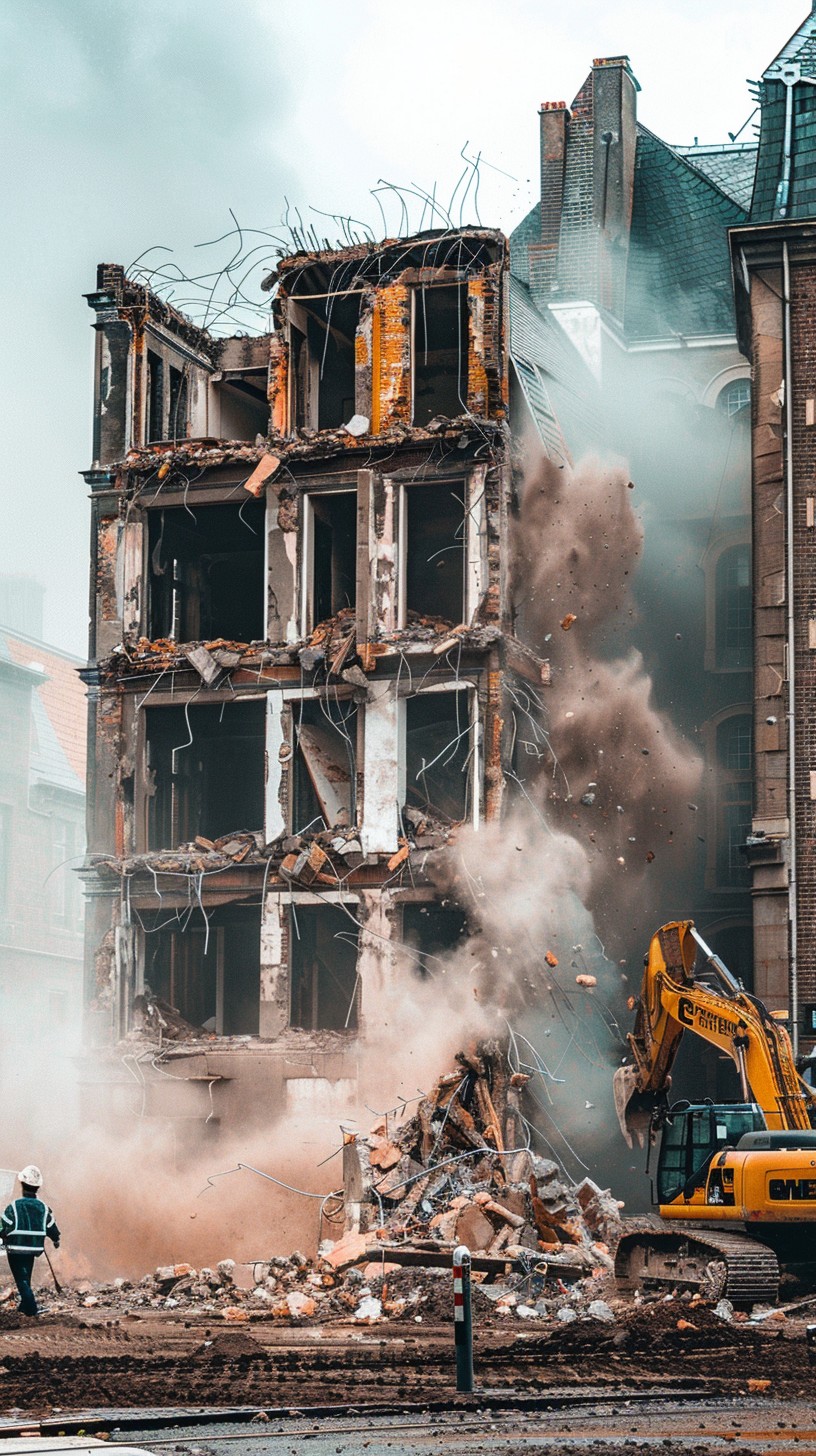 Free Building Demolition Scene Image - Demolition, Excavator, Building ...