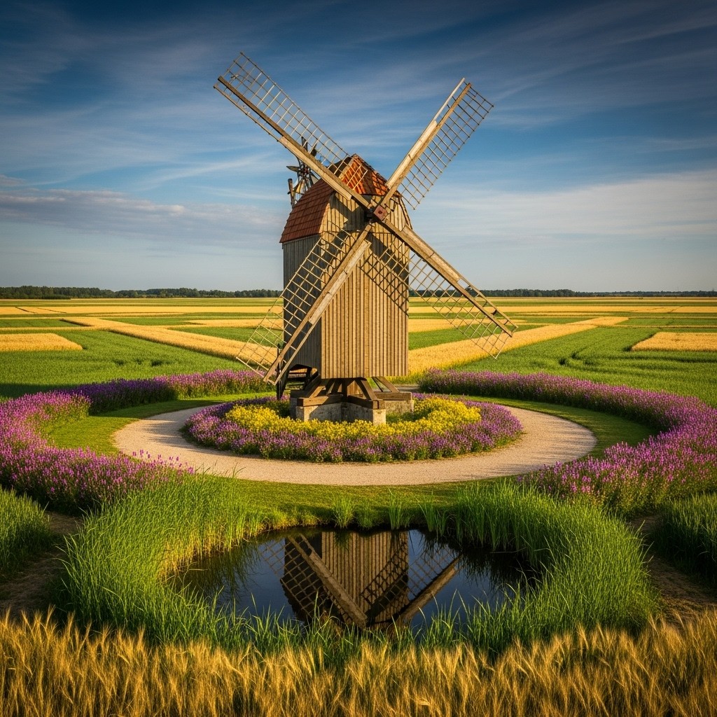 Free Rural Windmill Reflection Image - Windmill, Rural, Reflection ...