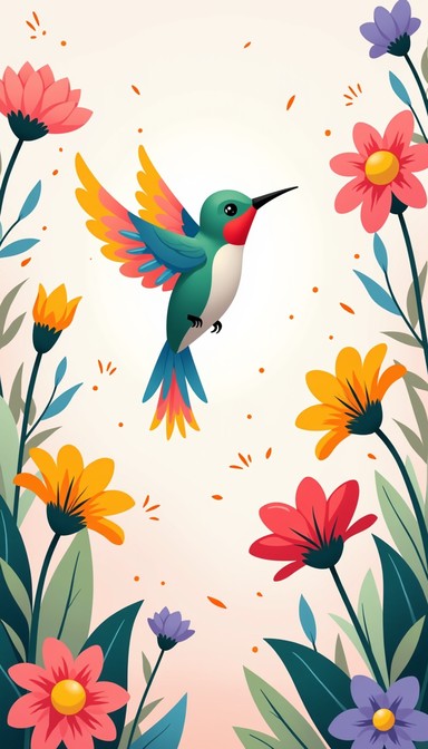 Cheerful Humming Free Whimsical Floral Flutter Image | Download at StockCake