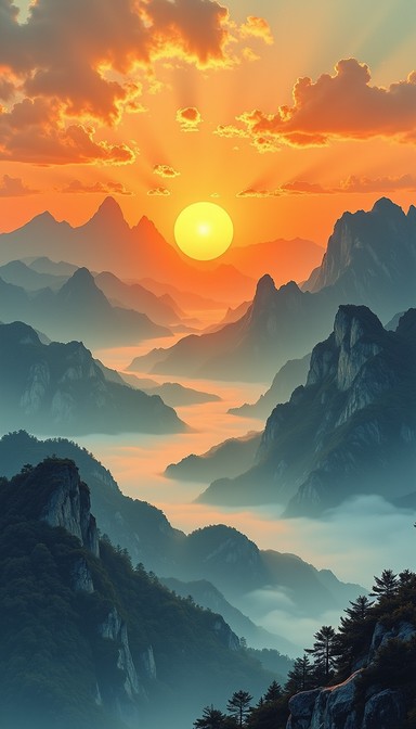 Download Mystical Mountain Sunrise Image - Sunrise, Mountains, Mist ...