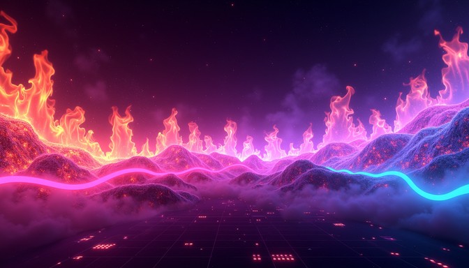 Free Neon Fire Matrix Image - Cyberpunk, Fire, Holographic | Download ...