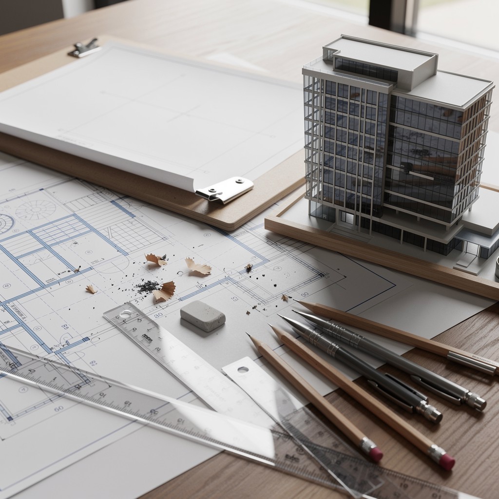 Free Architect's Creative Workspace Image - Architecture, Blueprint ...