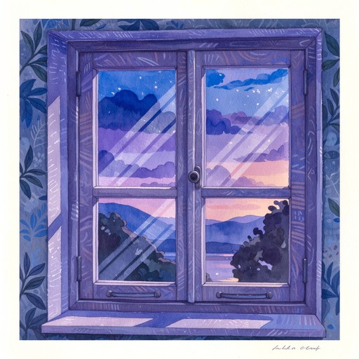 Free Purple Twilight Window Image - Watercolor, Window, Purple ...