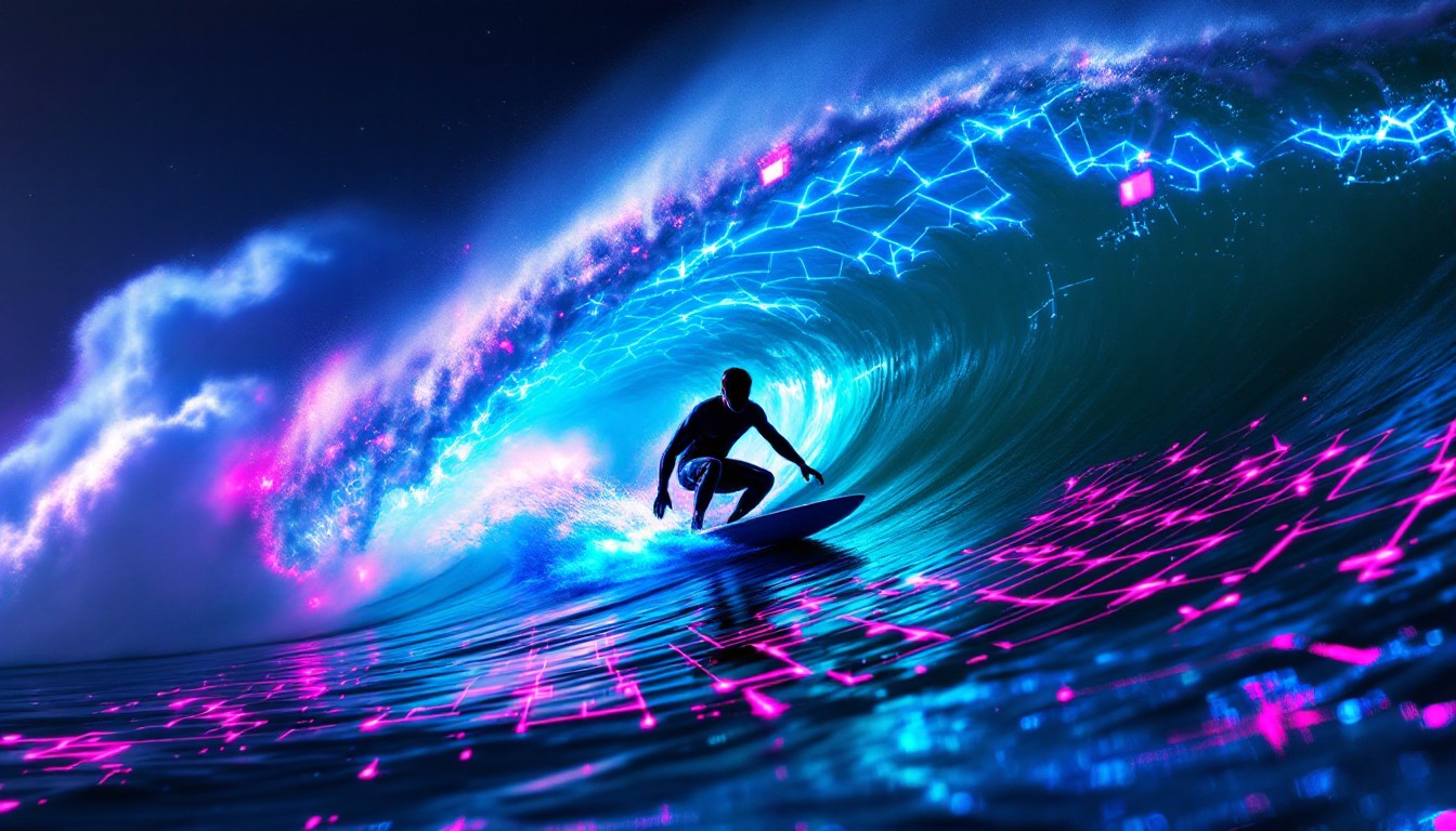 Neon Wave Riding Free Neon Wave Rider Image - Cyberpunk, Surfing, Neon | Download at ...