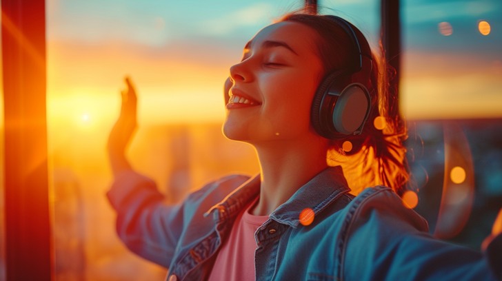 Free Sunset Music Enjoyment Image - Sunset, Headphones, Woman ...