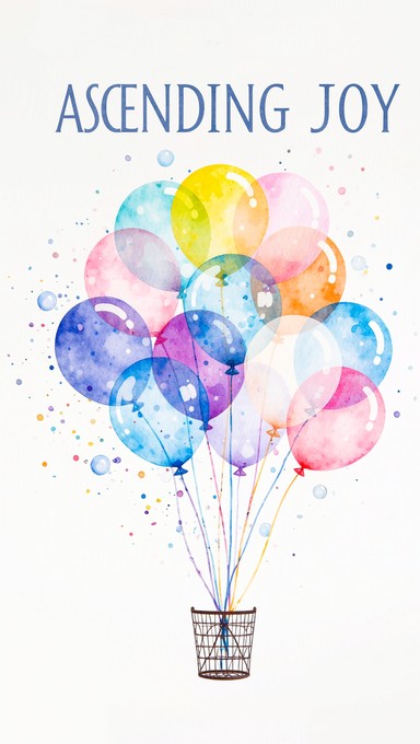 Free Ascending Joy Balloons Image - Watercolor, Balloons, Joy ...