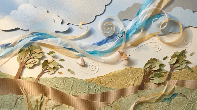 Wind Paper Design Free Wind Swept Landscape Image - Papercraft, Collage, Illustration ...