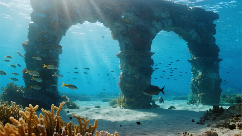Free Ancient Underwater Gateway Image - Underwater, Archway, Ruins ...