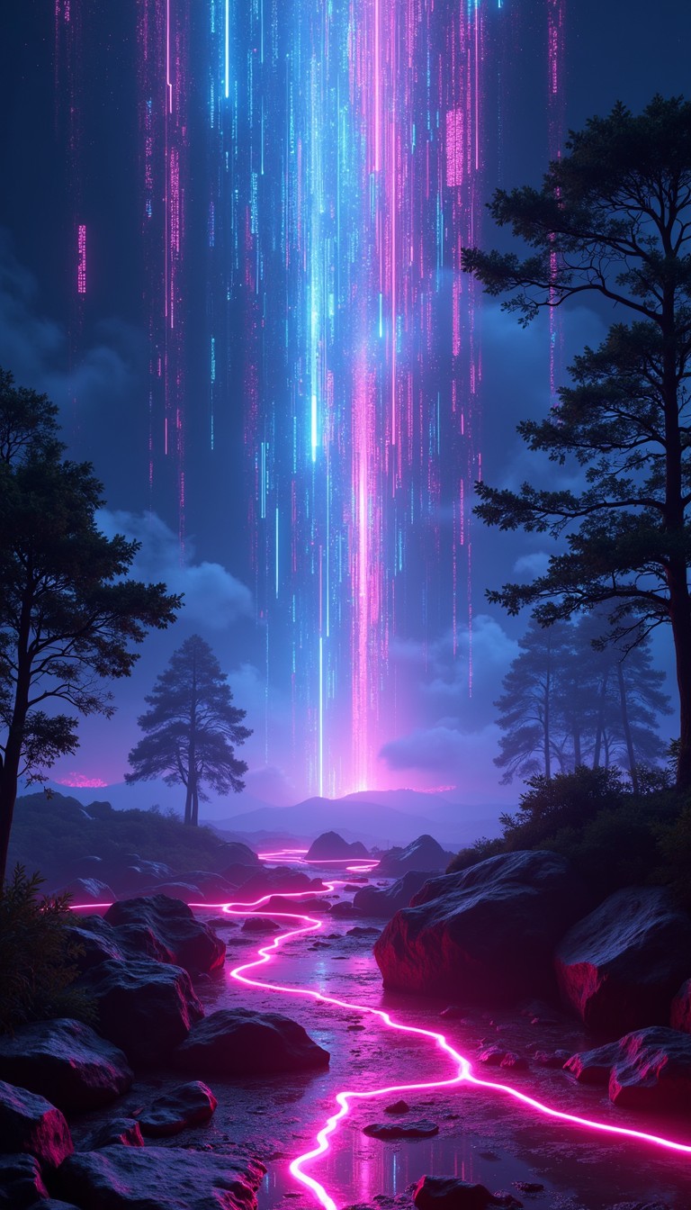 Free Neon Data Waterfall Image - Cyberpunk, Neon, Digital | Download at ...