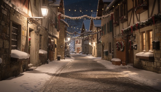 Free Snowy Village Street Image - Winter, Snow, Village | Download at ...