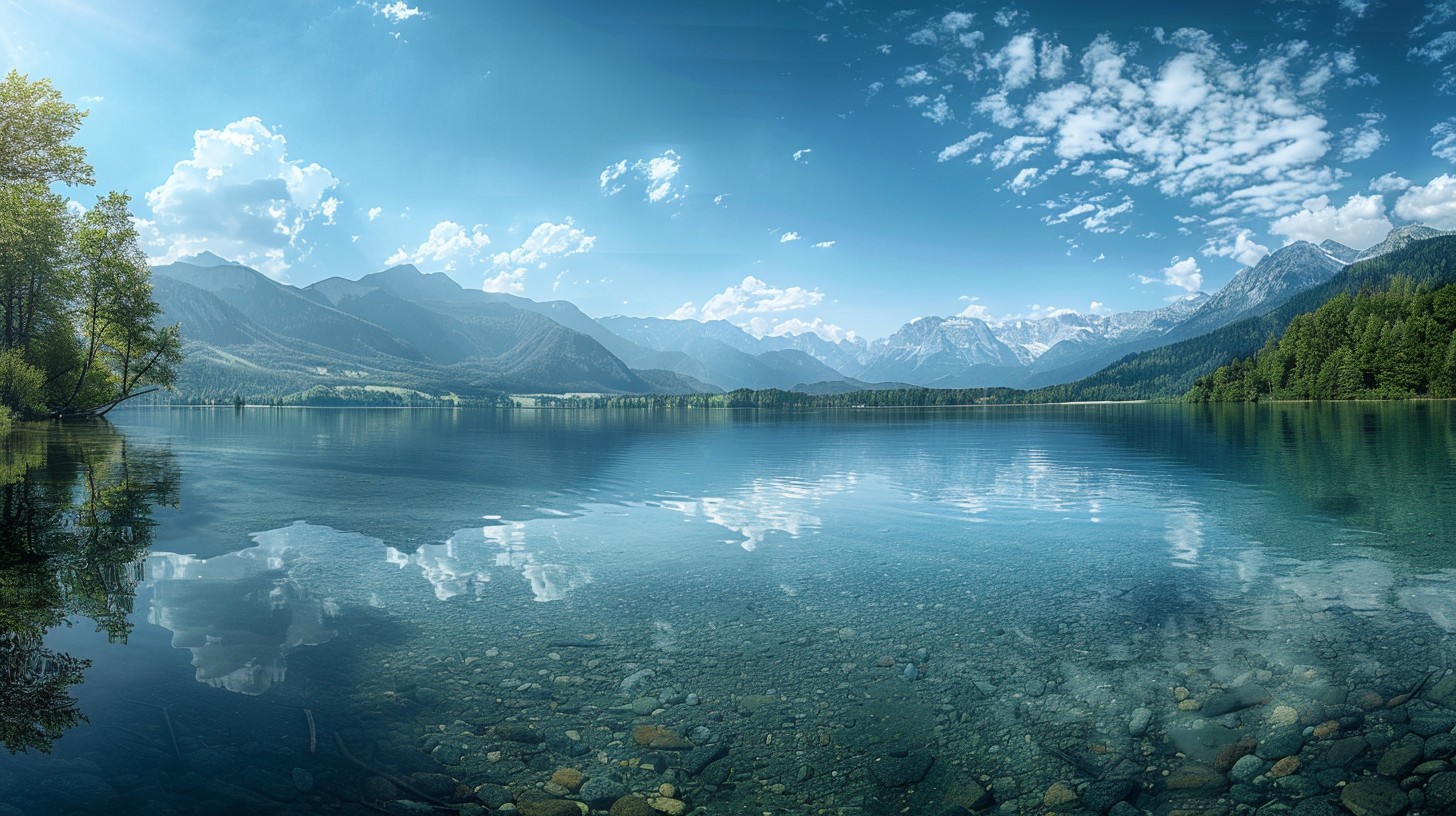 Free Tranquil Mountain Lake Image - Lake, Mountains, Sky | Download at ...