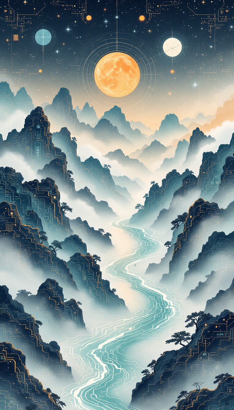 Free Mystical Mountain River Image - Mountains, River, Moons | Download ...