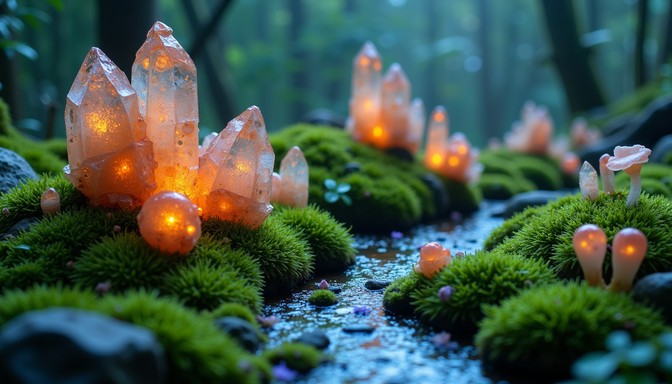 Free Glowing Forest Crystals Image - Crystals, Moss, Forest | Download ...