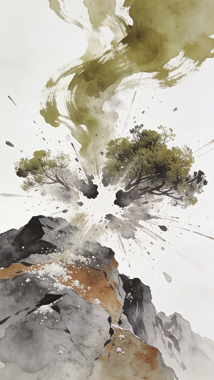 Free Nature's Explosive Collision Image - Watercolor, Abstract, Minimal ...