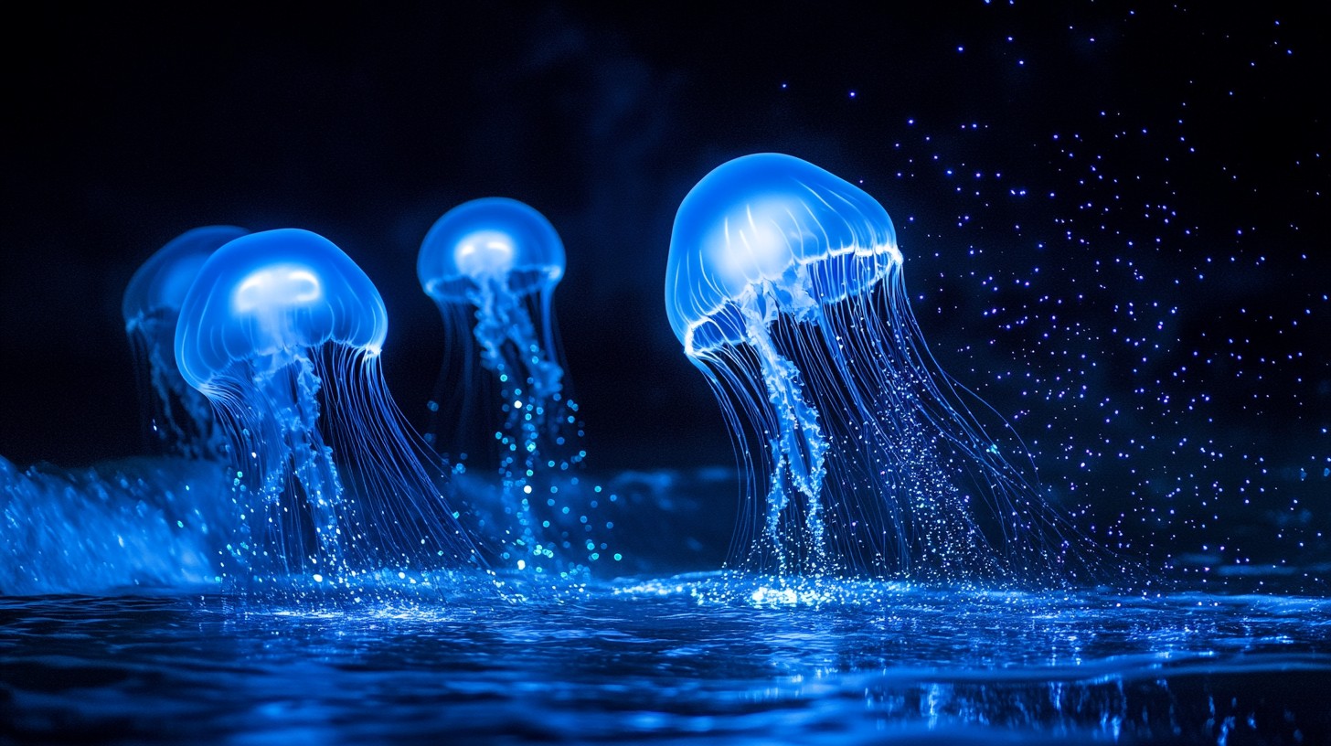 Free Glowing blue jellyfish Image - Jellyfish, Underwater, Blue ...