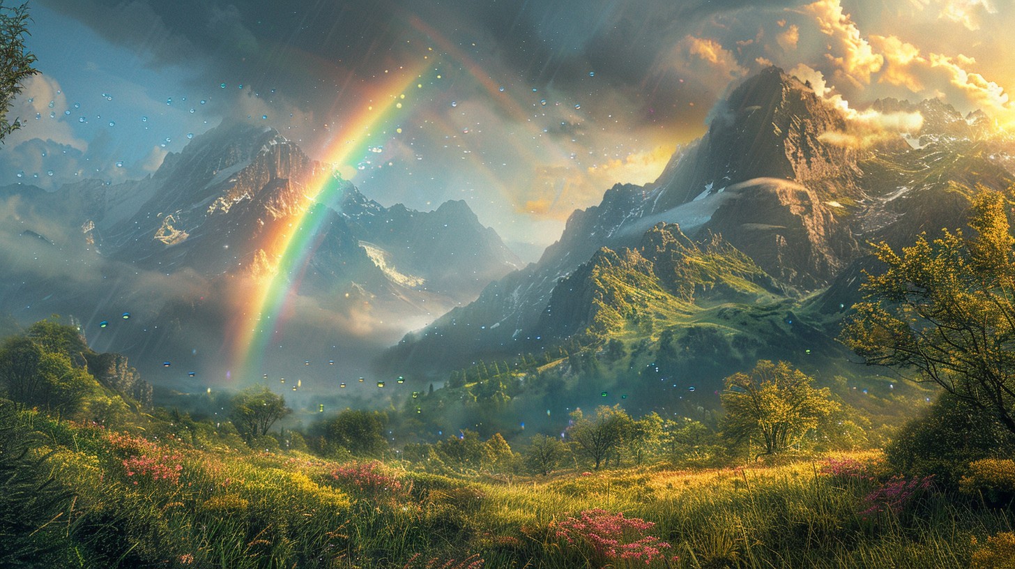Free Majestic Mountain Rainbow Image - Rainbow, Mountains, Landscape ...