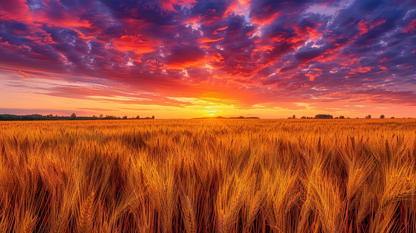 Free Sunset Over Fields Image - Sunset, Fields, Sky | Download at StockCake