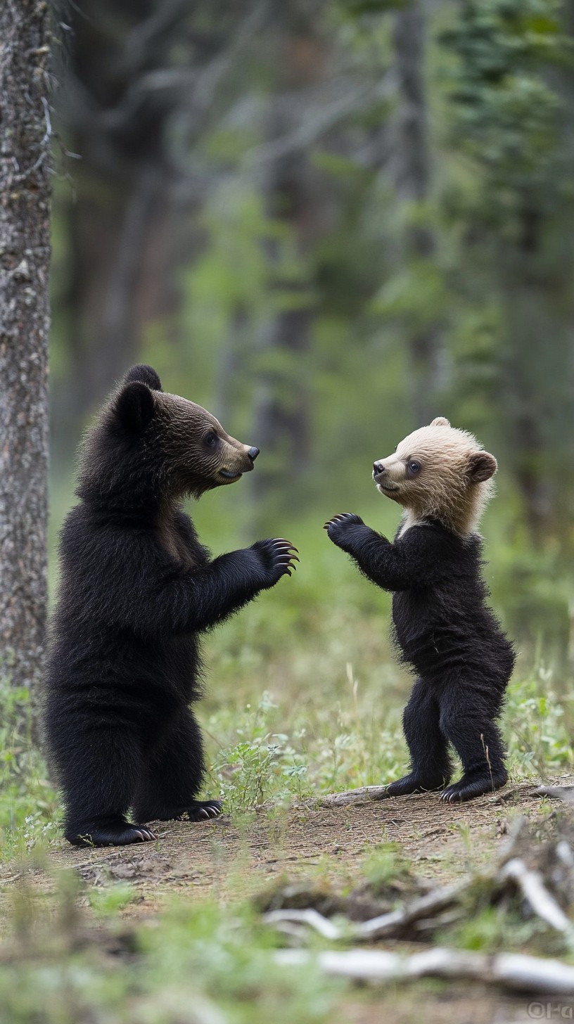 Free Bear Cubs Playing Image - Bears, Cubs, Forest | Download at StockCake