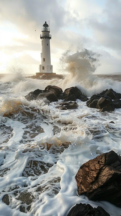 Free Lighthouse Amid Waves Image - Lighthouse, Waves, Ocean | Download ...