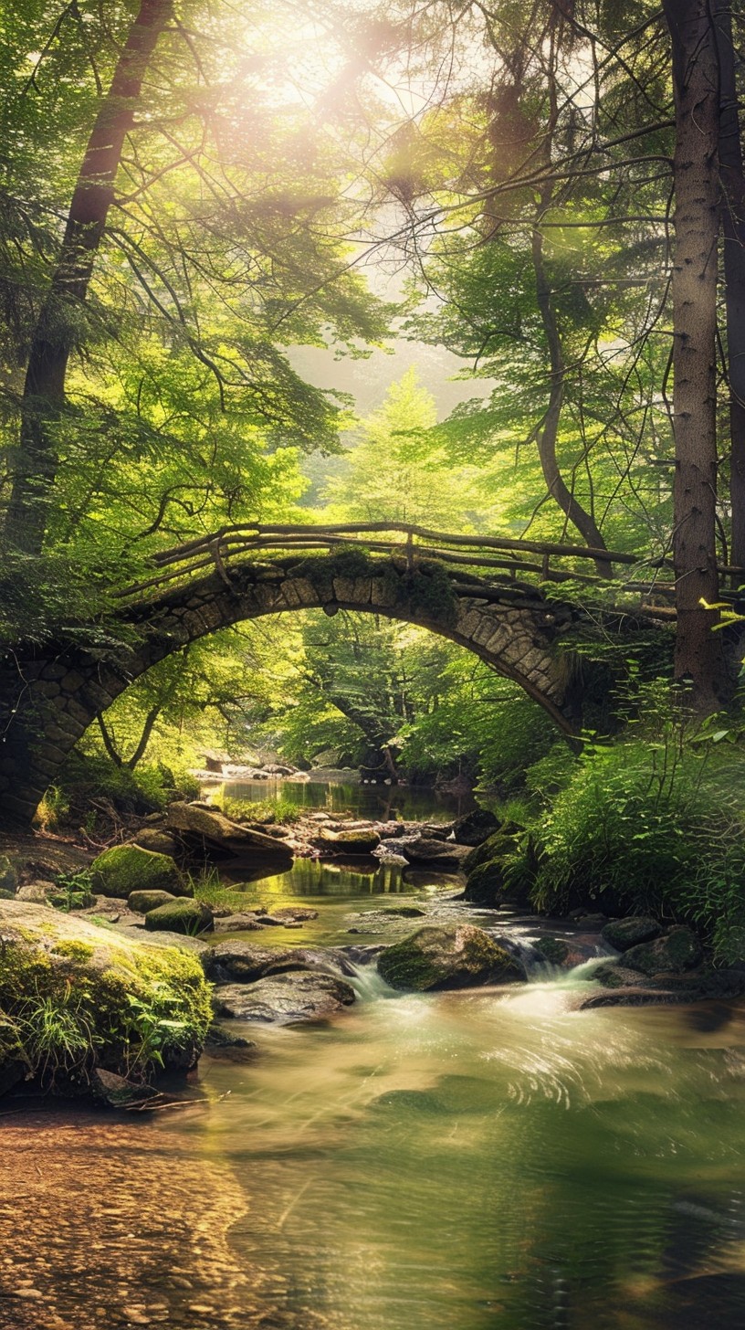 Forest Bridge Spring Free Enchanted Forest Bridge Image - Forest, Bridge, Stream | Download ...