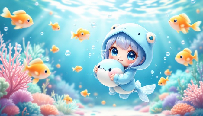 Free Pastel Ocean Fantasy Image - Anime, Chibi, Kawaii | Download at ...
